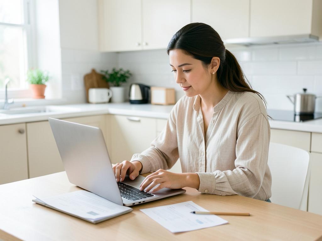 Homebuyer completing a mortgage application on a laptop